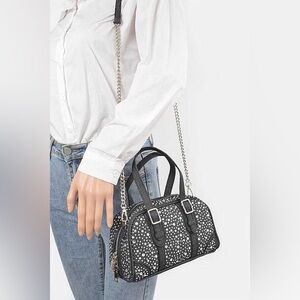 Denim Jean Rhinestone Crossbody Bag